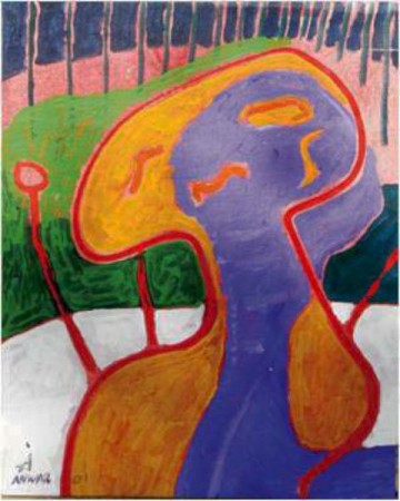 Anwar Djuliadi - Purple Head
 50 x 38 cm
 acrylic on canvas